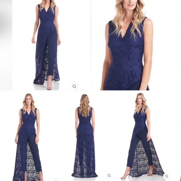Kay Unger Women’s Navy Lace Jumpsuit – Modern Romance with a Twist - Picture 1 of 5